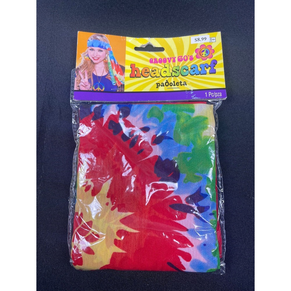 Groovy 60s Headscarf Tie Dye Hippie Costume Accessory Multicolor Amscan 840579